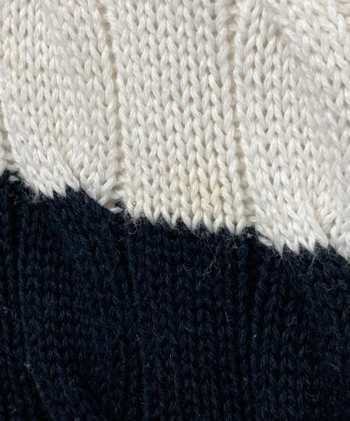 POLO RALPH LAUREN（ポロ・ラルフローレン）POLO RALPH LAUREN (ポロ・ラルフローレン) ケーブルニットポロシャツ ホワイト×ブラック サイズ:XSの古着・服飾アイテム