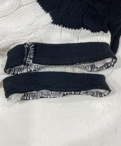 POLO RALPH LAUREN（ポロ・ラルフローレン）POLO RALPH LAUREN (ポロ・ラルフローレン) ケーブルニットポロシャツ ホワイト×ブラック サイズ:XSの古着・服飾アイテム