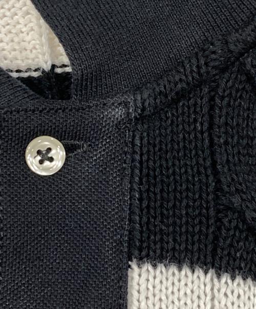 POLO RALPH LAUREN（ポロ・ラルフローレン）POLO RALPH LAUREN (ポロ・ラルフローレン) ケーブルニットポロシャツ ホワイト×ブラック サイズ:XSの古着・服飾アイテム