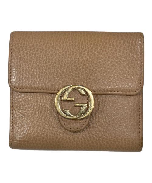 GUCCI（グッチ）GUCCI (グッチ) インターロッキングG Wホック コンパクト財布 ベージュの古着・服飾アイテム