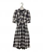 HER LIP TOハーリップトゥ）の古着「Chelsea Checked Tie Dress」｜ブラウン×グレー