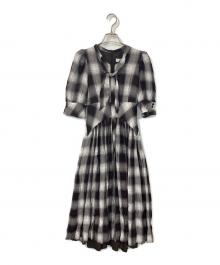 HER LIP TO（ハーリップトゥ）の古着「Chelsea Checked Tie Dress」｜ブラウン×グレー