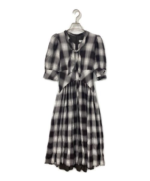 HER LIP TO（ハーリップトゥ）HER LIP TO (ハーリップトゥ) Chelsea Checked Tie Dress ブラウン×グレー サイズ:Sの古着・服飾アイテム