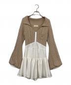 ANDMARYアンドマリー）の古着「Tess blouse mini dress」｜ブラウン×ホワイト