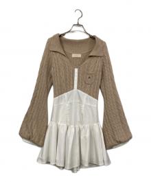 ANDMARY（アンドマリー）の古着「Tess blouse mini dress」｜ブラウン×ホワイト