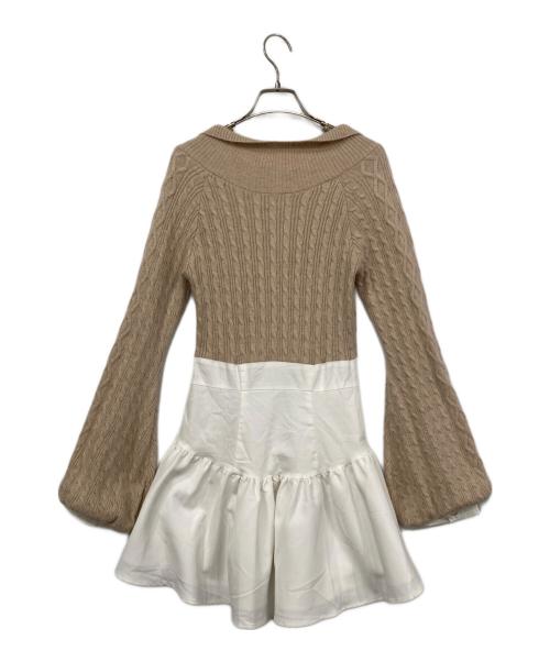 ANDMARY（アンドマリー）ANDMARY (アンドマリー) Tess blouse mini dress ブラウン×ホワイト サイズ:FREEの古着・服飾アイテム