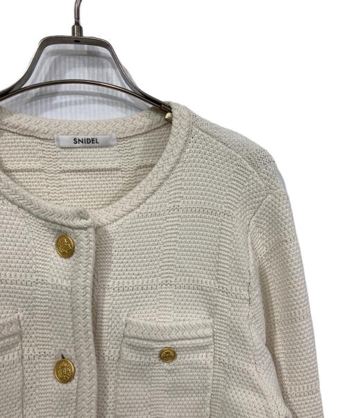 Snidel（スナイデル）Snidel (スナイデル) ツイードニットジャケット アイボリー サイズ:Fの古着・服飾アイテム