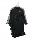 adidas××J Kooアディダス×ジェイクー）の古着「アシンメトリーフリルドレス」｜ブラック