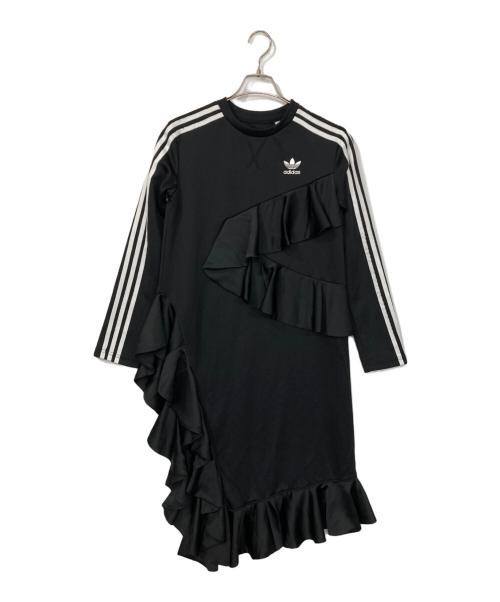 adidas（アディダス）adidas (アディダス) ×J Koo (ジェイクー) アシンメトリーフリルドレス ブラック サイズ:Mの古着・服飾アイテム