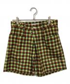 TOGA PULLAトーガ プルラ）の古着「Cotton twill check short pants」｜グリーン×レッド