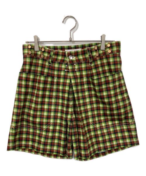 TOGA PULLA（トーガ プルラ）TOGA PULLA (トーガ プルラ) Cotton twill check short pants グリーン×レッド サイズ:36の古着・服飾アイテム