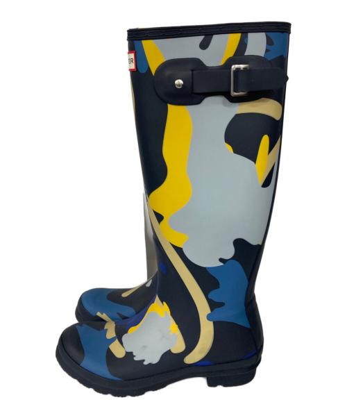 HUNTER（ハンター）HUNTER (ハンター) ロックプールカモ柄レインブーツ ブルー サイズ:UK5の古着・服飾アイテム