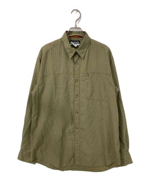 Columbia（コロンビア）Columbia (コロンビア) 長袖ジップポケットシャツ グリーン サイズ:Mの古着・服飾アイテム