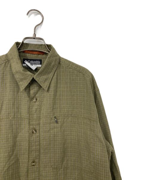 Columbia（コロンビア）Columbia (コロンビア) 長袖ジップポケットシャツ グリーン サイズ:Mの古着・服飾アイテム
