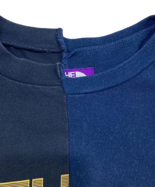 THE NORTHFACE PURPLELABEL（ザ・ノースフェイス パープルレーベル）THE NORTHFACE PURPLELABEL (ザ・ノースフェイス パープルレーベル) アシンメトリー ドッキング ロゴTシャツ ネイビー サイズ:WSの古着・服飾アイテム