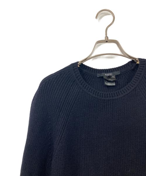 GUCCI（グッチ）GUCCI (グッチ) メリノウールクルーネックニット ブラック サイズ:Mの古着・服飾アイテム