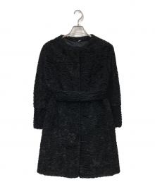 'S Max Mara（エスマックスマーラ）の古着「ノーカラージャガードベロアコート」｜ブラック