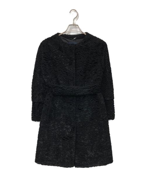 'S Max Mara（エスマックスマーラ）'S Max Mara (エスマックスマーラ) ノーカラージャガードベロアコート ブラック サイズ:36の古着・服飾アイテム