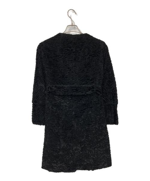 'S Max Mara（エスマックスマーラ）'S Max Mara (エスマックスマーラ) ノーカラージャガードベロアコート ブラック サイズ:36の古着・服飾アイテム