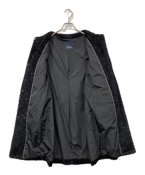 'S Max Mara（エスマックスマーラ）'S Max Mara (エスマックスマーラ) ノーカラージャガードベロアコート ブラック サイズ:36の古着・服飾アイテム