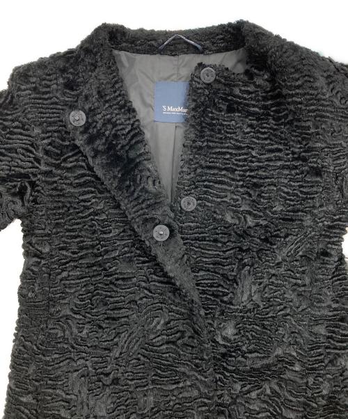 'S Max Mara（エスマックスマーラ）'S Max Mara (エスマックスマーラ) ノーカラージャガードベロアコート ブラック サイズ:36の古着・服飾アイテム