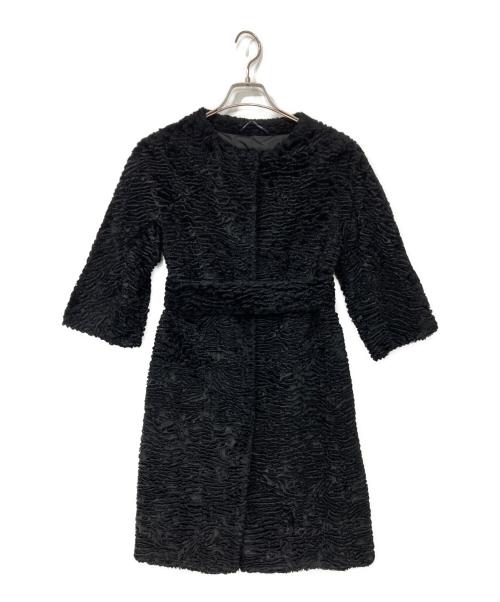 'S Max Mara（エスマックスマーラ）'S Max Mara (エスマックスマーラ) ノーカラージャガードベロアコート ブラック サイズ:36の古着・服飾アイテム