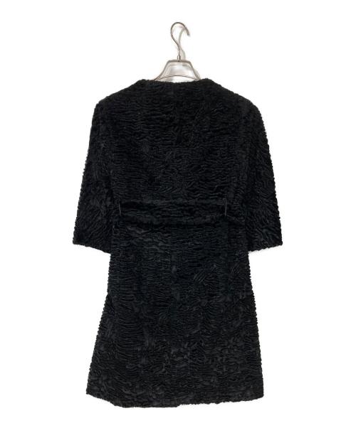 'S Max Mara（エスマックスマーラ）'S Max Mara (エスマックスマーラ) ノーカラージャガードベロアコート ブラック サイズ:36の古着・服飾アイテム