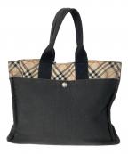 BURBERRY BLUE LABELバーバリー ブルー レーベル）の古着「ノバチェック切替ハンドバッグ」｜ブラック×ベージュ