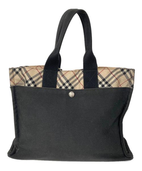 BURBERRY BLUE LABEL（バーバリー ブルー レーベル）BURBERRY BLUE LABEL (バーバリー ブルー レーベル) ノバチェック切替ハンドバッグ ブラック×ベージュの古着・服飾アイテム