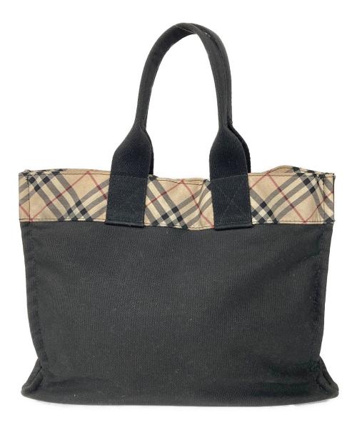 BURBERRY BLUE LABEL（バーバリー ブルー レーベル）BURBERRY BLUE LABEL (バーバリー ブルー レーベル) ノバチェック切替ハンドバッグ ブラック×ベージュの古着・服飾アイテム