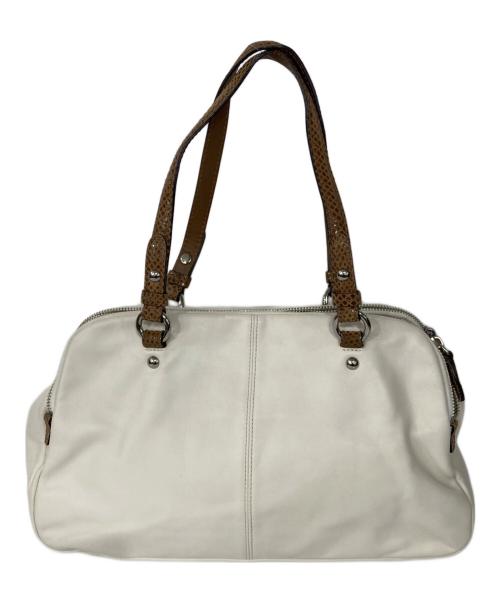 COACH（コーチ）COACH (コーチ) ペネロピ レザー サッチェル ハンドバッグ アイボリー×ブラウンの古着・服飾アイテム