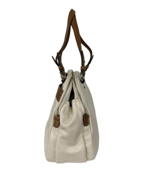 COACH（コーチ）COACH (コーチ) ペネロピ レザー サッチェル ハンドバッグ アイボリー×ブラウンの古着・服飾アイテム