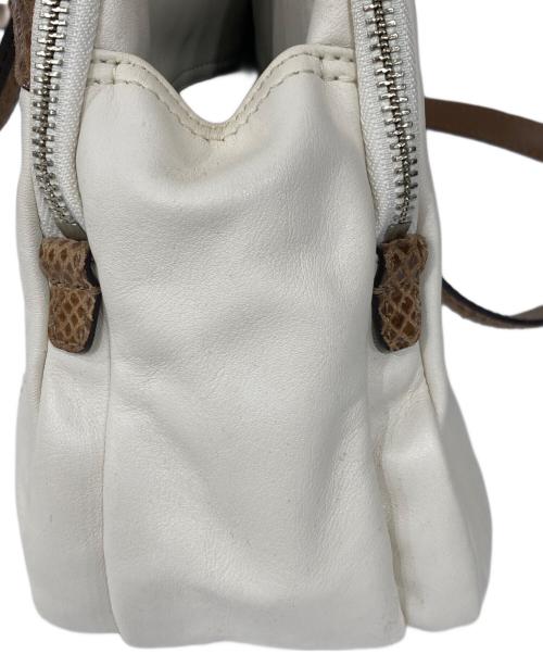 COACH（コーチ）COACH (コーチ) ペネロピ レザー サッチェル ハンドバッグ アイボリー×ブラウンの古着・服飾アイテム