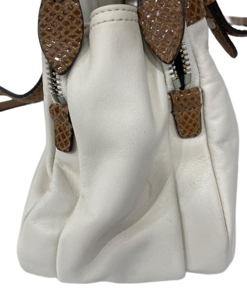 COACH（コーチ）COACH (コーチ) ペネロピ レザー サッチェル ハンドバッグ アイボリー×ブラウンの古着・服飾アイテム
