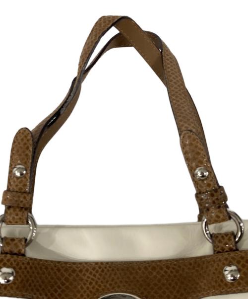 COACH（コーチ）COACH (コーチ) ペネロピ レザー サッチェル ハンドバッグ アイボリー×ブラウンの古着・服飾アイテム