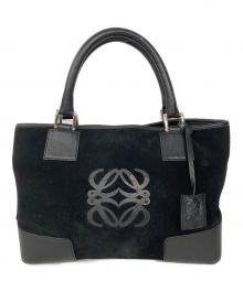 LOEWE（ロエベ）の古着「フスタアナグラムスウェードハンドバッグ」｜ブラック