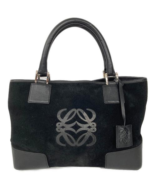 LOEWE（ロエベ）LOEWE (ロエベ) フスタアナグラムスウェードハンドバッグ ブラックの古着・服飾アイテム