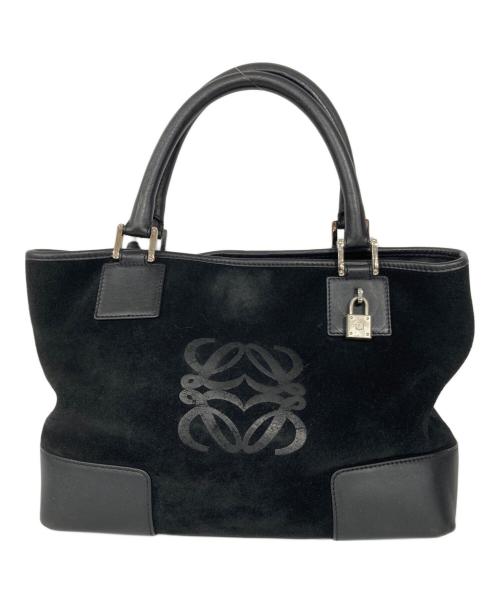 LOEWE（ロエベ）LOEWE (ロエベ) フスタアナグラムスウェードハンドバッグ ブラックの古着・服飾アイテム