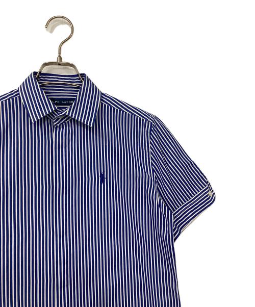 RALPH LAUREN（ラルフローレン）RALPH LAUREN (ラルフローレン) 半袖ストライプシャツ ブルー×ホワイト サイズ:2　155/84Aの古着・服飾アイテム
