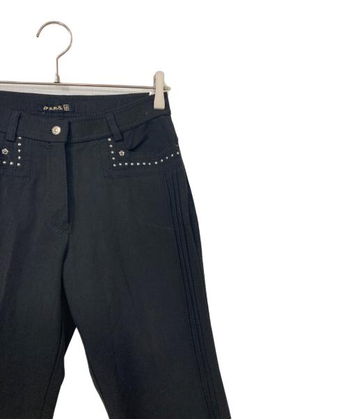 伊太利屋（イタリヤ）伊太利屋 (イタリヤ) スタッズサイドプリーツパンツ ブラック サイズ:9の古着・服飾アイテム