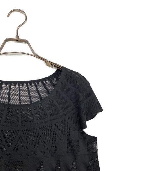 PLEATS PLEASE（プリーツプリーズ）PLEATS PLEASE (プリーツプリーズ) レースデザイン半袖カットソー ブラック サイズ:3の古着・服飾アイテム