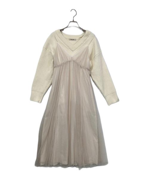 COCODEAL（ココディール）COCODEAL (ココディール) ビッグニット×チュールワンピース ベージュ サイズ:1の古着・服飾アイテム