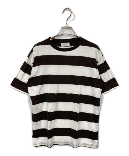 GOODENOUGH（グッドイナフ）GOODENOUGH (グッドイナフ) ボーダーTシャツ ブラウン×ブラック サイズ:MEDIUMの古着・服飾アイテム