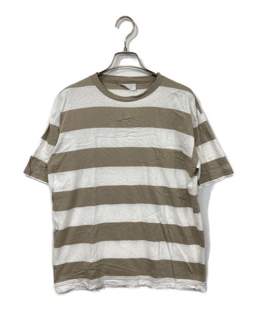 GOODENOUGH（グッドイナフ）GOODENOUGH (グッドイナフ) ボーダーTシャツ ベージュ×ホワイト サイズ:MEDIUMの古着・服飾アイテム
