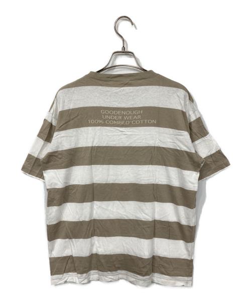 GOODENOUGH（グッドイナフ）GOODENOUGH (グッドイナフ) ボーダーTシャツ ベージュ×ホワイト サイズ:MEDIUMの古着・服飾アイテム