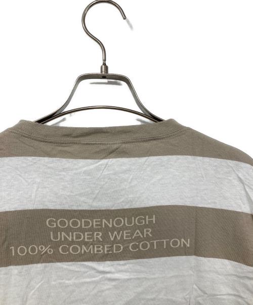 GOODENOUGH（グッドイナフ）GOODENOUGH (グッドイナフ) ボーダーTシャツ ベージュ×ホワイト サイズ:MEDIUMの古着・服飾アイテム