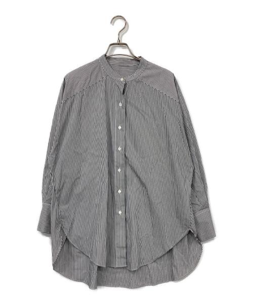 SOEJU（ソージュ）SOEJU (ソージュ) バンドカラーストライプシャツ ホワイト×ブラック サイズ:Fの古着・服飾アイテム