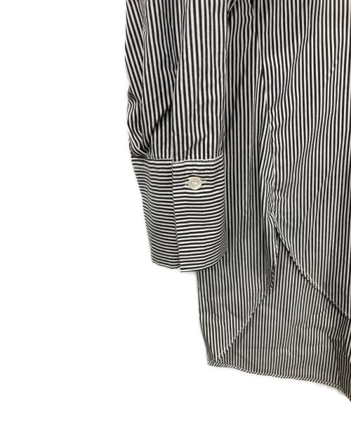 SOEJU（ソージュ）SOEJU (ソージュ) バンドカラーストライプシャツ ホワイト×ブラック サイズ:Fの古着・服飾アイテム