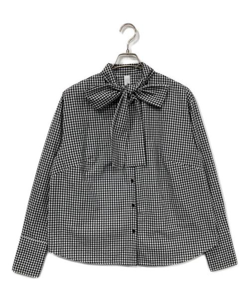 provoke（プロヴォーク）provoke (プロヴォーク) ギンガムボウタイブラウス ブラック×グレー サイズ:Freeの古着・服飾アイテム