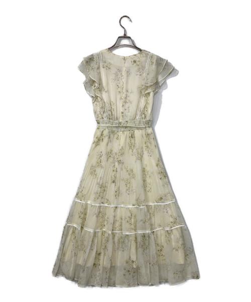 JUSGLITTY（ジャスグリッティー）JUSGLITTY (ジャスグリッティー) ブーケプリントワンピース ライトイエローの古着・服飾アイテム